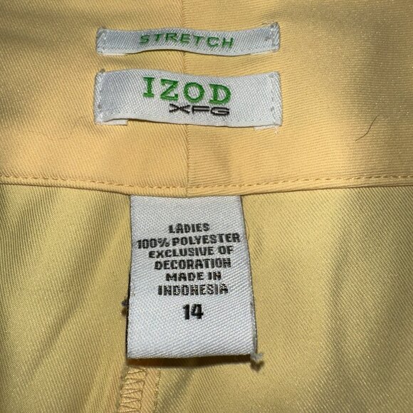 Izod XFG Shorts Womens 14 Yellow Stretch Bermuda Pockets Golf Pockets - Picture 5 of 7